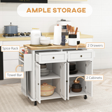 Modern Kitchen Storage Cabinet with 2 Drawers & Cupboards – Flat Top Sideboard for Kitchen and Dining Room