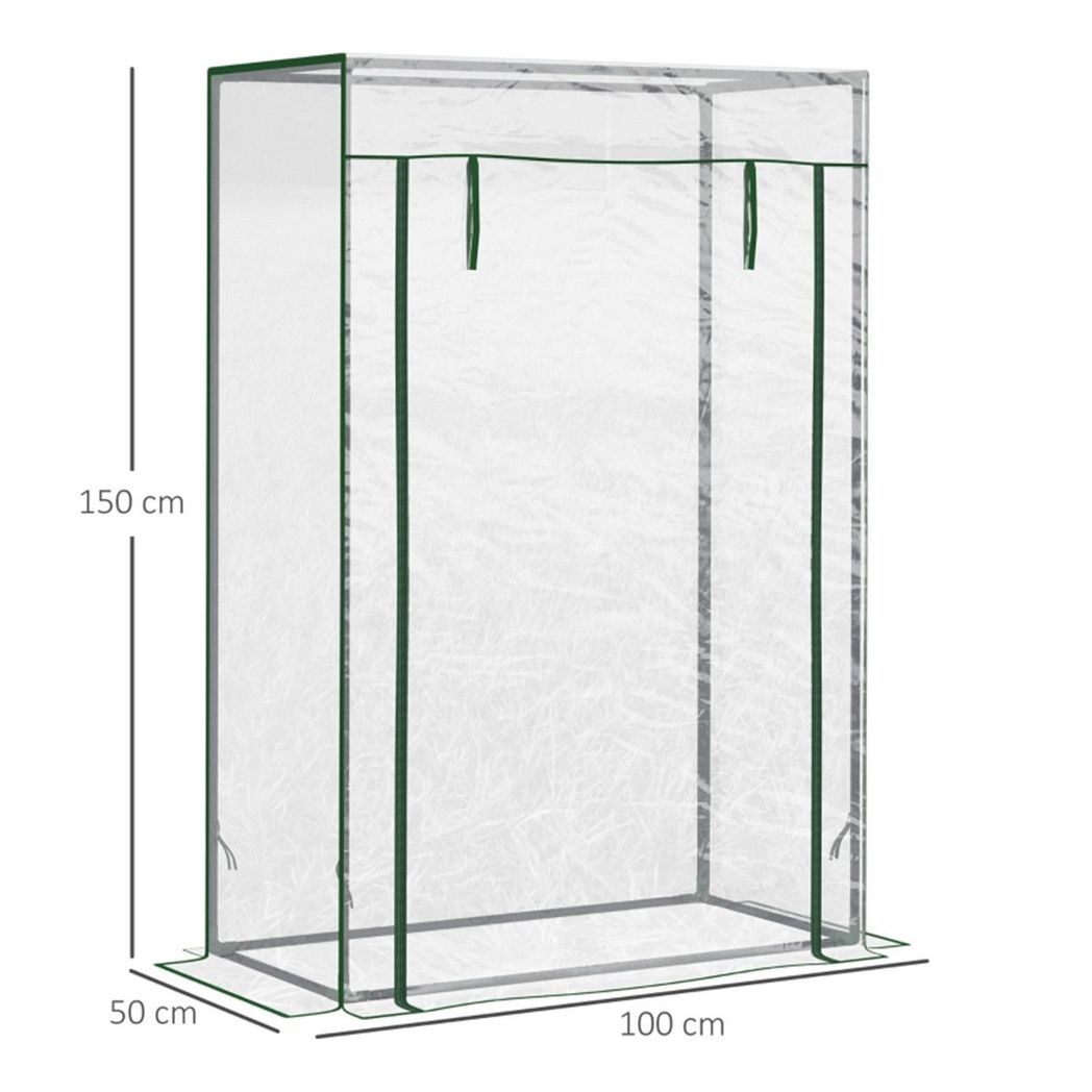 Mini Walk-in Greenhouse with Galvanised Steel Frame & Zipped Roll-up Door – Tall Narrow Plant Shelter