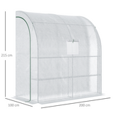 Outsunny Walk-In Lean-To Greenhouse with 4 Shelves, Windows & Doors – Steel Frame, PE Cover, White