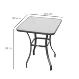 Outsunny Square Glass Bistro Table with Metal Frame – Kitchen, Bar and Breakfast Dining Table, 68.5 x 84 cm