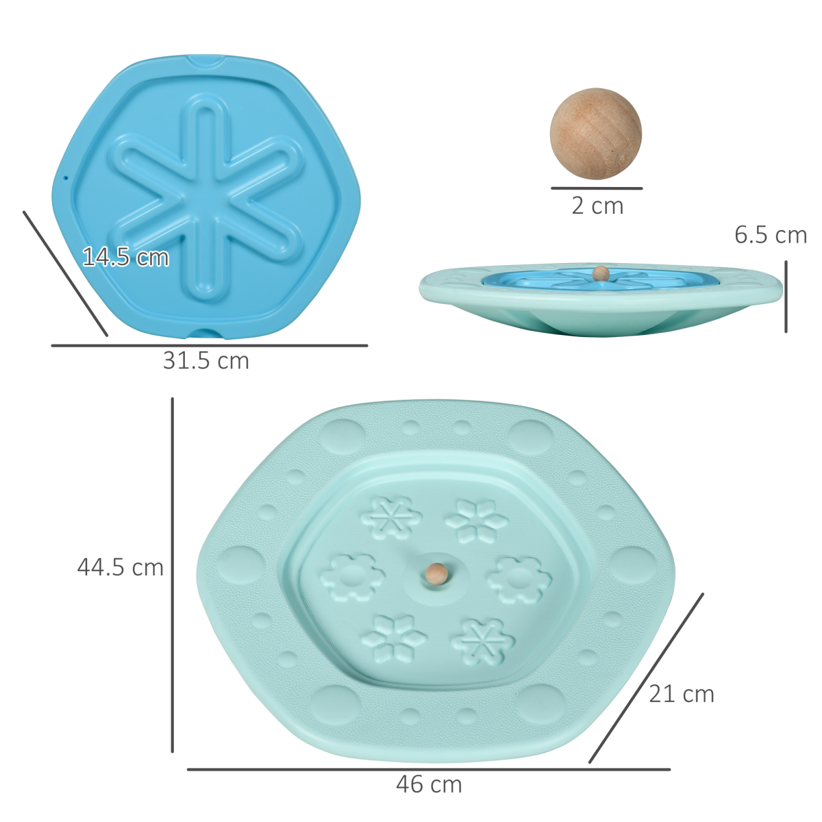 ZONEKIZ 2-in-1 Kids Balance Board with Ball Game – Wobble Board for Balance and Coordination, Blue