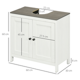 Kleankin Freestanding Under-Sink Bathroom Cabinet with Double Doors & Adjustable Shelf – White