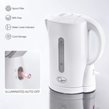 Quest 1L Cordless Jug Kettle with Overheat Protection & Cord Storage – Spout Filter, White