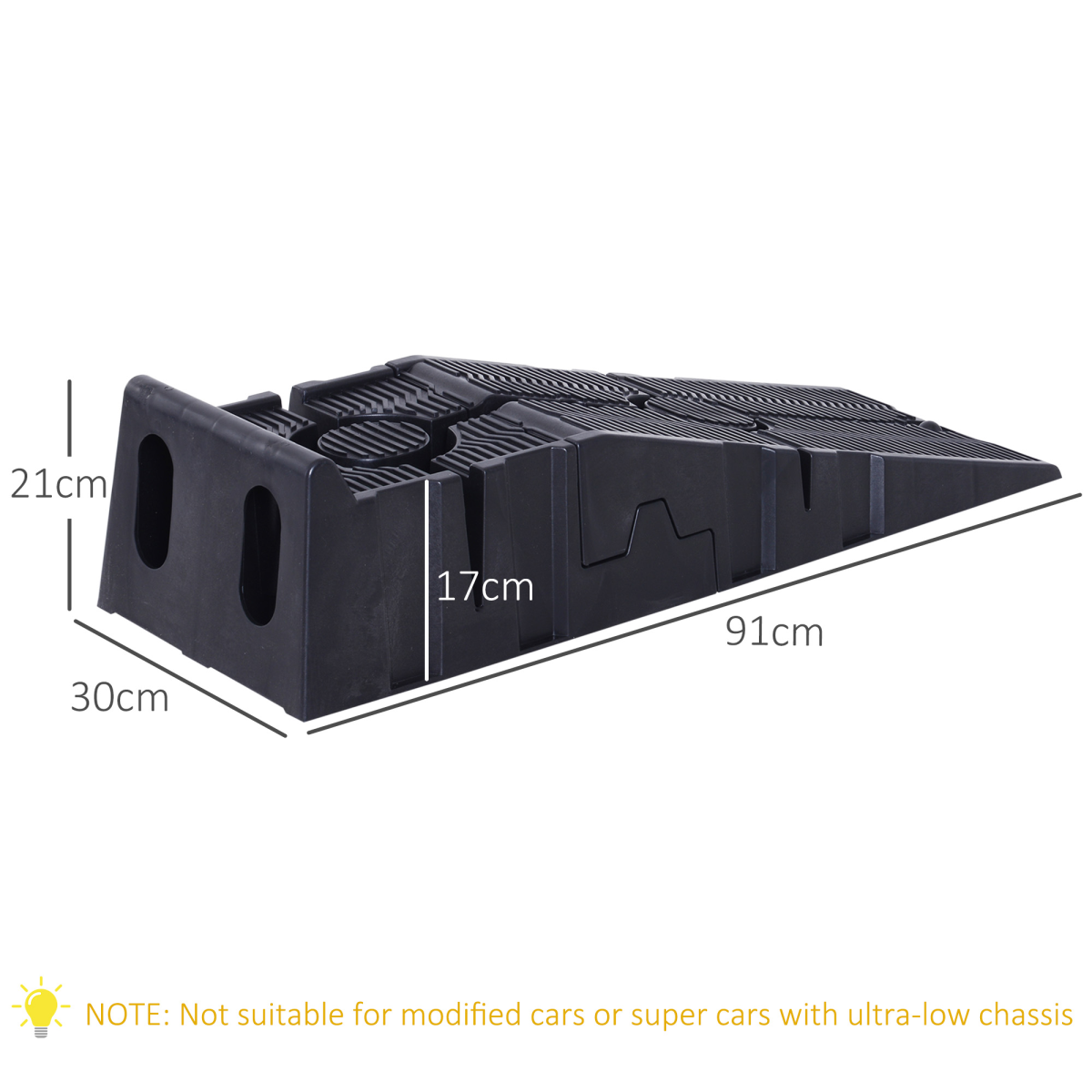 Durhand Heavy Duty 2.5 Ton Plastic Car Ramps – Anti-Skid Interlocking Lifting Ramps for Garage Use
