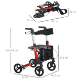 HOMCOM Folding Aluminium Rollator Walker with Seat & Storage Bag – Height Adjustable Mobility Aid