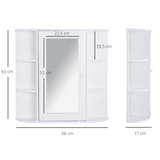HOMCOM Wall-Mounted Bathroom Mirror Cabinet with Open Side Shelves – Spacious Family Storage