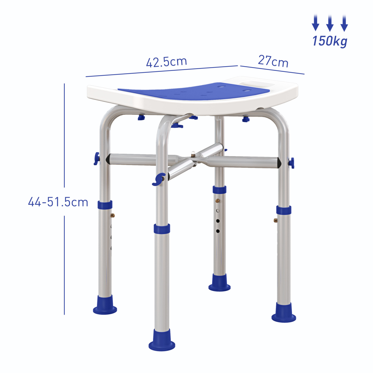 HOMCOM Adjustable Shower Stool with Padded Seat & Foot Pads – Bathing Aid for Elderly Users, Purple