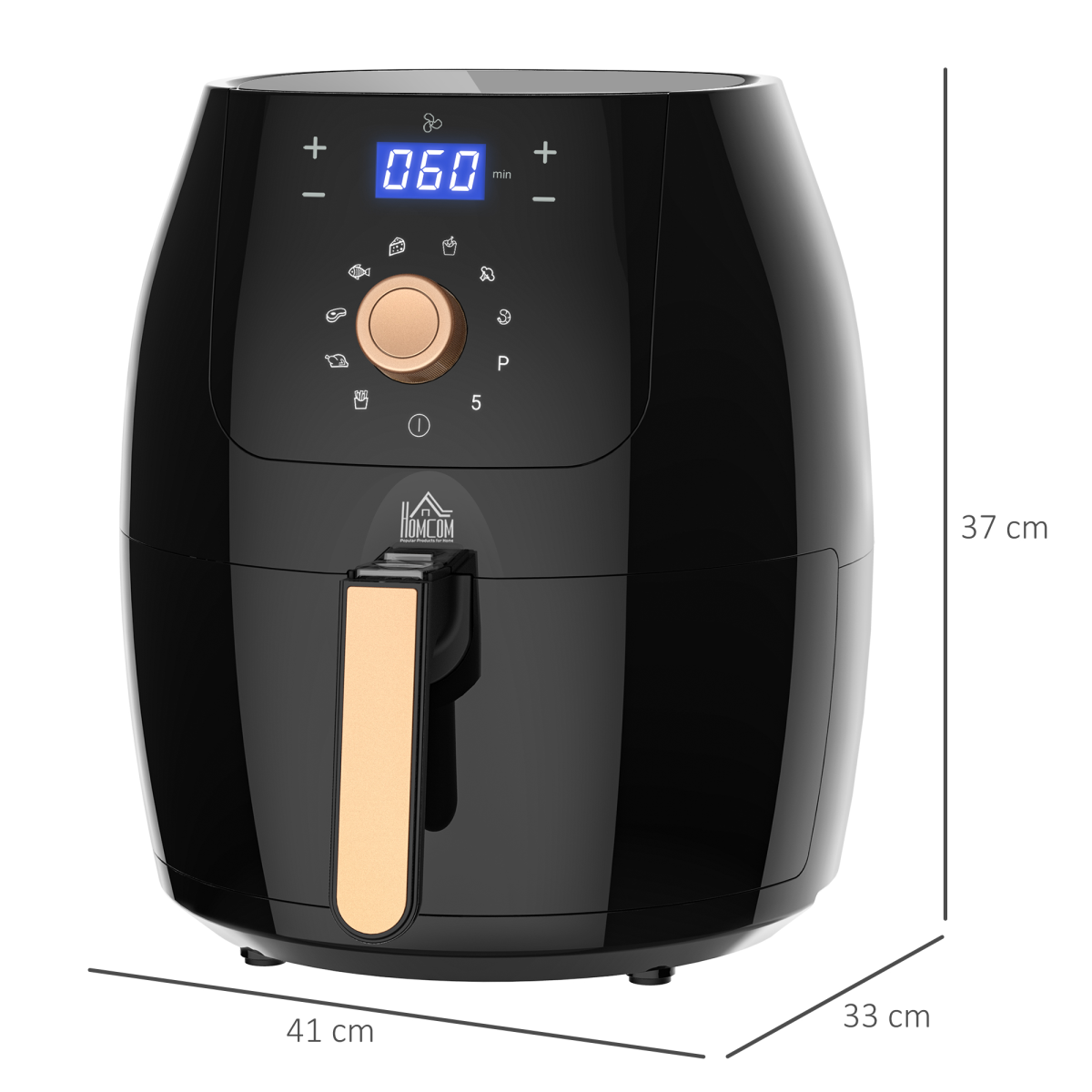 HOMCOM 5.5L Air Fryer 1700W with Digital Display & Adjustable Temperature – 8 Cooking Programmes