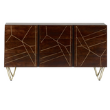 Extra Large Sideboard with Dark Gold Inlay, 3 Drawers & 2 Doors – Solid Wood Storage for Dining & Living Rooms