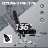 Heated Massage Office Chair with Footrest, Remote & 135° Recline – Home Office Relaxation Chair, Black Velvet
