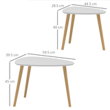 HOMCOM Side Table Set of 2 – Modern Nesting End Tables with Solid Wood Legs, Light Grey and Natural