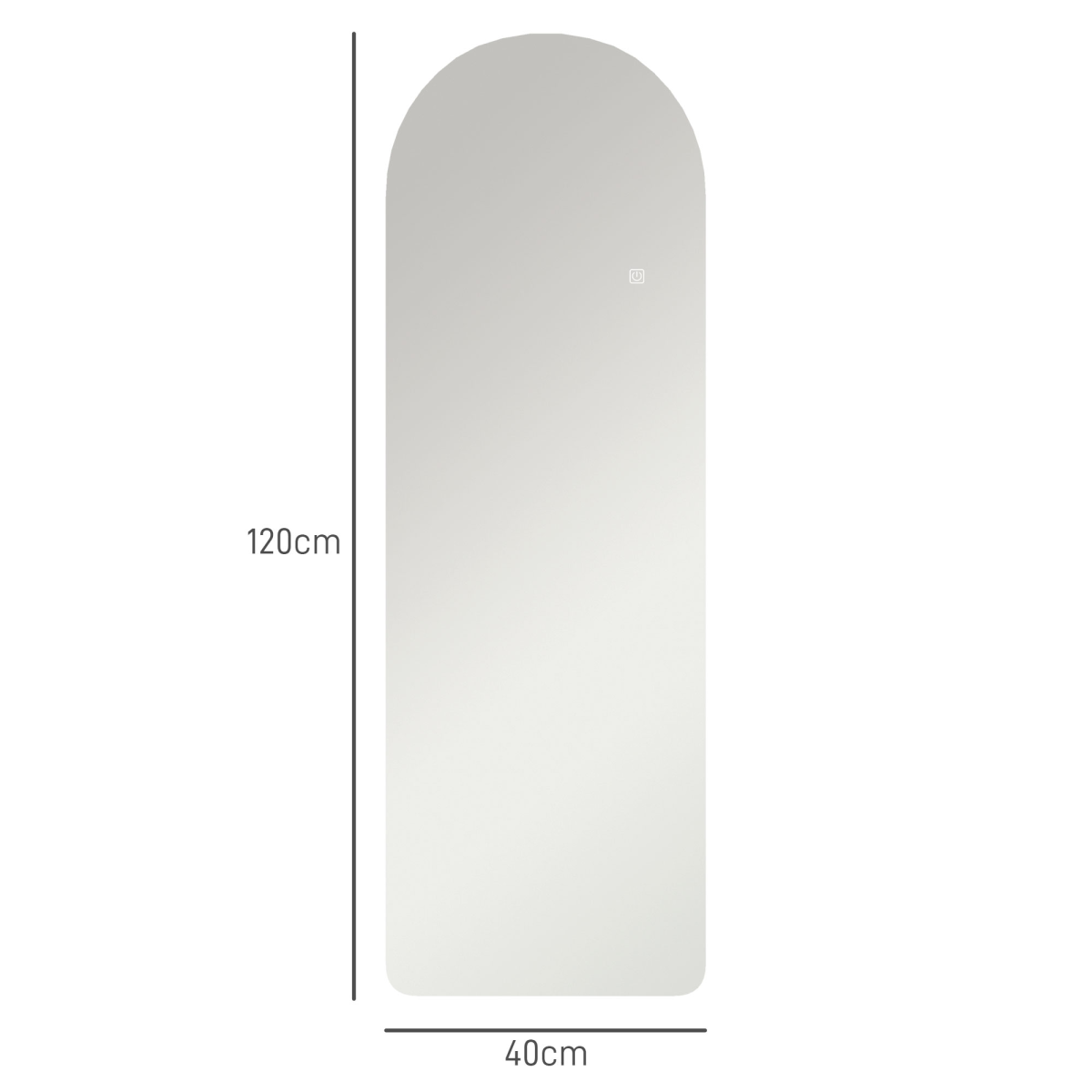 HOMCOM Arched LED Full Length Wall Mirror 120 x 40cm with Dimmable 3-Colour Lighting – Touch Control