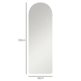 HOMCOM Arched LED Full Length Wall Mirror 120 x 40cm with Dimmable 3-Colour Lighting – Touch Control