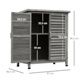 Outsunny Solid Fir Wood 2-Door Garden Storage Unit, 87 x 46.5 x 96.5cm – Outdoor Tool Cabinet, Grey
