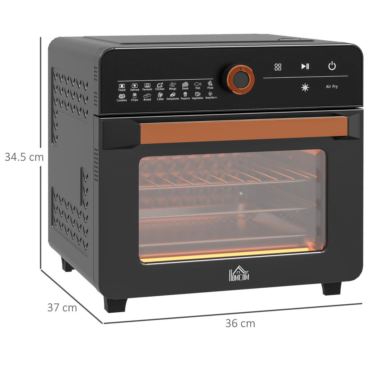 HOMCOM 20L Air Fryer Oven with 17 Presets, 1400W – Countertop Mini Oven with Rapid Air Circulation, Black