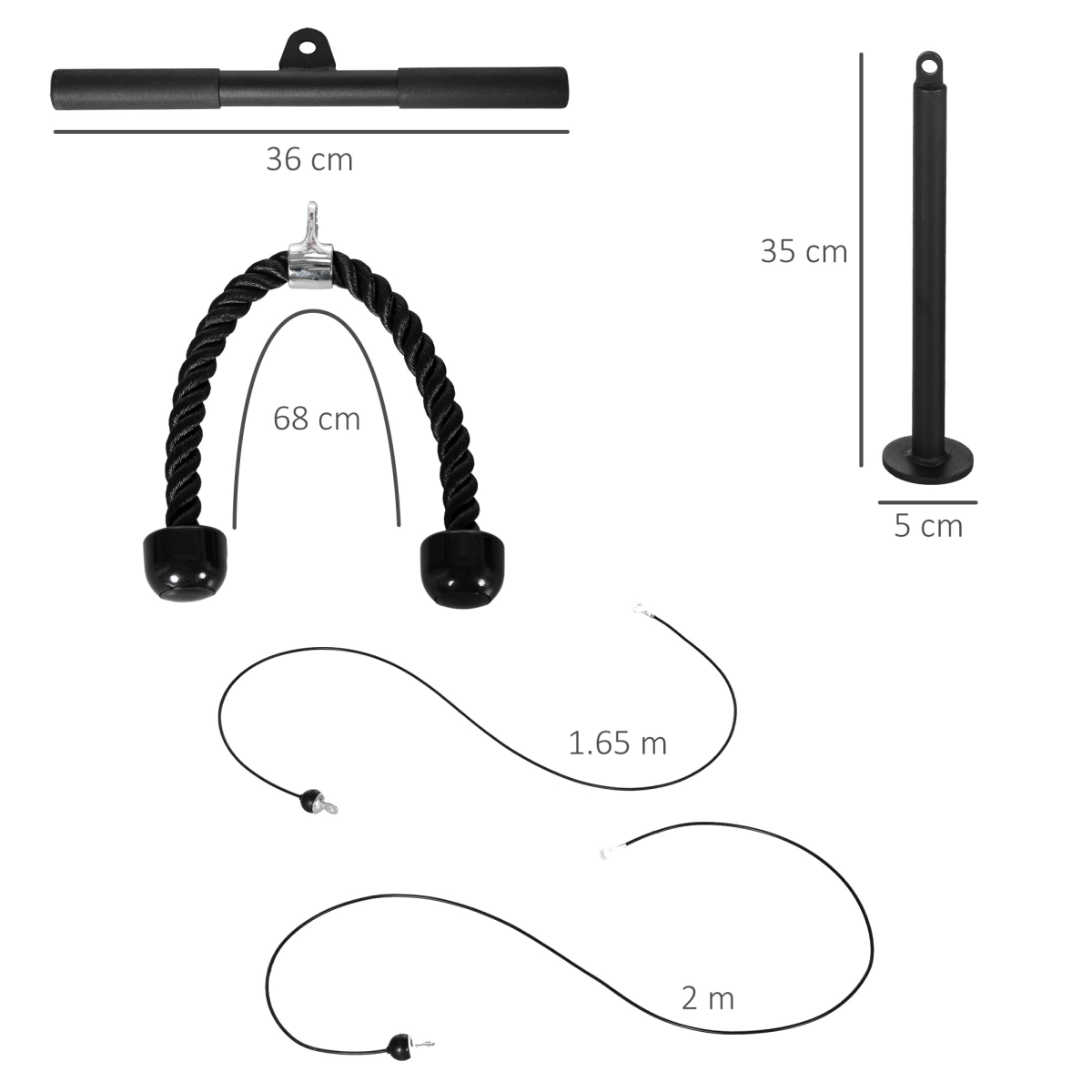 SPORTNOW Cable Pulley System with DIY Loading Weight Pin – Lat Pull Down Attachment for Home Gym, Black