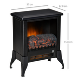 HOMCOM Freestanding Electric Fireplace Stove with Adjustable Temperature – Glass Front, Overheat Protection