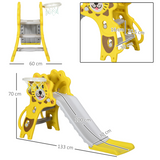 AIYAPLAY 2 in 1 Kids Slide with Basketball Hoop – Indoor Lion Toddler Play Set for 18-36 Months, Yellow
