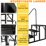 Portable 3-Step RV Step Stool with Handrail – 660lb Capacity, Detachable Steel Steps for Camper, Hot Tub, Pool & Porch