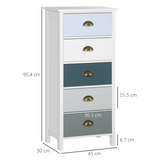 HOMCOM 5-Drawer Chest of Drawers with Bronze-Tone Metal Handles – Bedroom and Hallway Storage