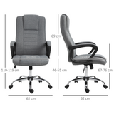 High Back Linen-Look Office Chair with Wide Seat & Rocking Function, Height Adjustable – Home Office Chair, Grey