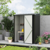 Metal Garden Shed with Lockable Door & Sloped Roof – Galvanised Steel Tool Storage, 161.5 x 94.5cm, Black