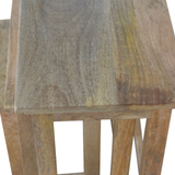 Artisan Furniture Country Solid Wood Stool Set of 3 – Hand Distressed Space-Saving Stools & Side Tables, Beige