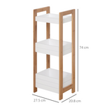 HOMCOM 3-Tier Bamboo Bathroom Shelving Unit – Freestanding Towel & Toiletry Storage, Natural