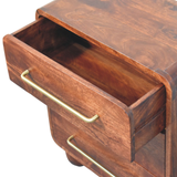 Artisan Furniture Solid Wood 3-Drawer Rounded Chest with Brushed Brass Handles – Winewood Oak, Brown