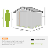 Outsunny 9 x 6ft Metal Garden Shed with Sliding Double Door & Ventilation – Khaki Outdoor Storage