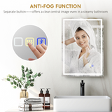 LED Bathroom Mirror 70 x 50cm with Bluetooth Speaker, Front & Back Lighting and Demister – Silver