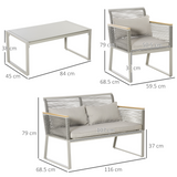 Outsunny Rattan Patio Sofa Set wood armrest detail