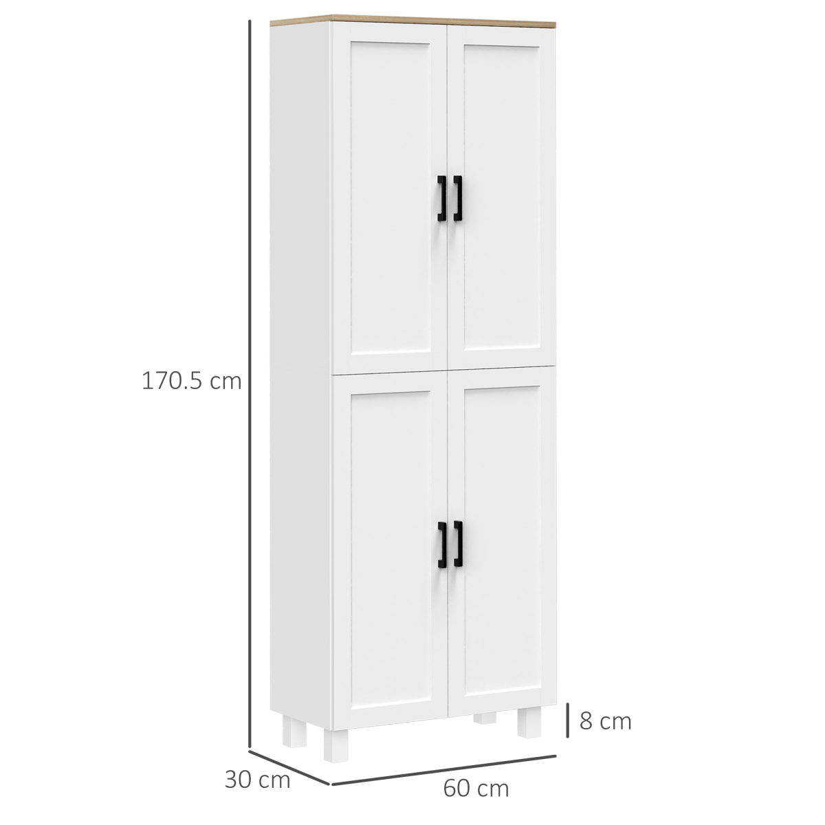 HOMCOM Modern Kitchen Cupboard Storage Cabinet with Adjustable Shelves – Pantry Storage, White
