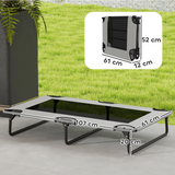 Foldable Elevated Dog Bed with Breathable Texteline Mesh & Steel Frame – Raised Pet Bed for Large Dogs, Light Grey