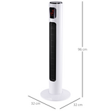HOMCOM Freestanding Tower Fan, 96cm with Oscillation & Timer – Slim Space-Saving Cooling, White