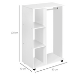 White Open Storage Wardrobe with Shelves & Hanging Rail – Bedroom Clothes Storage