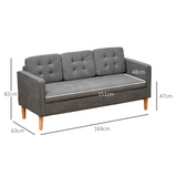 HOMCOM 3-Seater Button-Tufted Fabric Sofa with Hidden Storage and Rubberwood Legs – Compact Couch