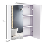 HOMCOM Wall-Mounted Mirror Cabinet with Adjustable Shelves – Bathroom Storage, 60 x 75cm