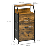 HOMCOM Industrial 3-Drawer Storage Cabinet with Display Shelves – Metal Frame, Wood-Effect Finish