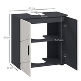 kleankin Pedestal Sink Bathroom Vanity Unit with Shelf and Soft-Close Doors – U-Shape Slot Cabinet, Light Grey