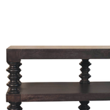 Artisan Furniture Solid Wood Spindle Shelf Console with 2 Open Slots – Hallway Console or Bookshelf, Dark Brown