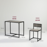 HOMCOM 3 Piece Dining Table Set with Two Stools and Steel Frame – Industrial Kitchen Table, Grey Wood-Effect