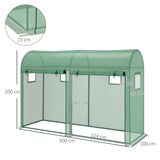 Outsunny Walk-In Greenhouse with 2 Roll-Up Doors & 4 Windows – 3 x 1 x 2m Steel Frame Plant Growing Tunnel