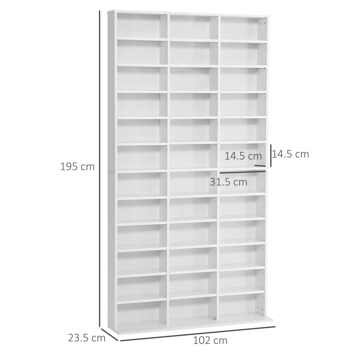 HOMCOM CD & DVD Media Storage Shelf Rack with Wooden Frame – Living Room Display Unit, White