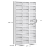 HOMCOM CD & DVD Media Storage Shelf Rack with Wooden Frame – Living Room Display Unit, White