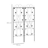 Outsunny Set of 2 Metal Garden Trellises for Climbing Plants – Leaf Design, Powder Coated Steel, Black