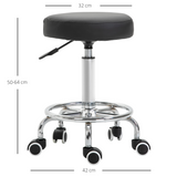 Outsunny Adjustable Salon Stool with PU Leather Seat and Footrest – Backless Saddle Stool on 5 Castors