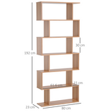6-Tier Wooden S-Shaped Shelf Storage Unit – Distinctive Bookcase for Books & Décor, Maple