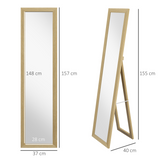 HOMCOM Farmhouse Full Length Mirror – Wall Hanging or Freestanding Dressing Mirror, Wood Effect Frame