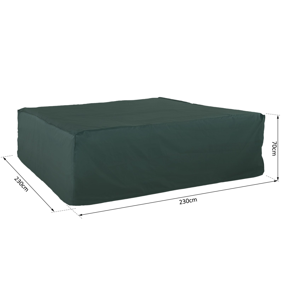 Outsunny Large Square 600D Waterproof Furniture Cover, 230 x 230 cm – PVC-Coated Outdoor Protection, Green